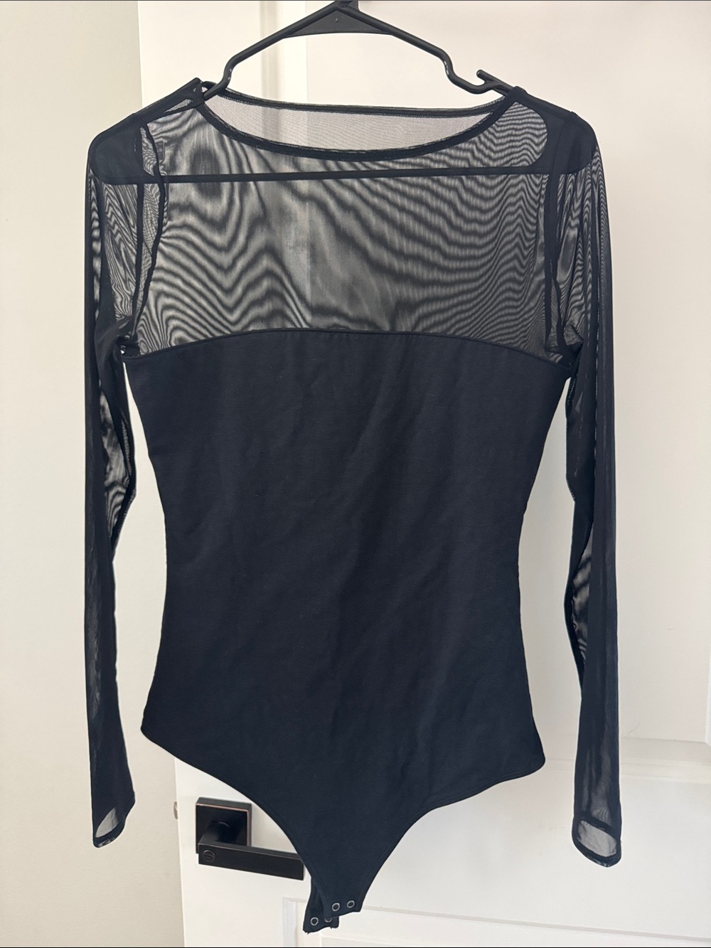 Abercrombie & Fitch Black Long Sleeve Mesh Yoke Bodysuit
